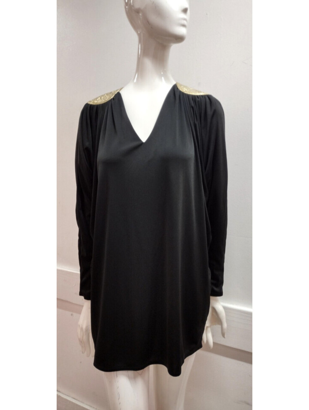 Bill Tice Black Disco Mini Dress Long Sleeve Studio 54 Chic AVANTE-GARDE 70s M/L